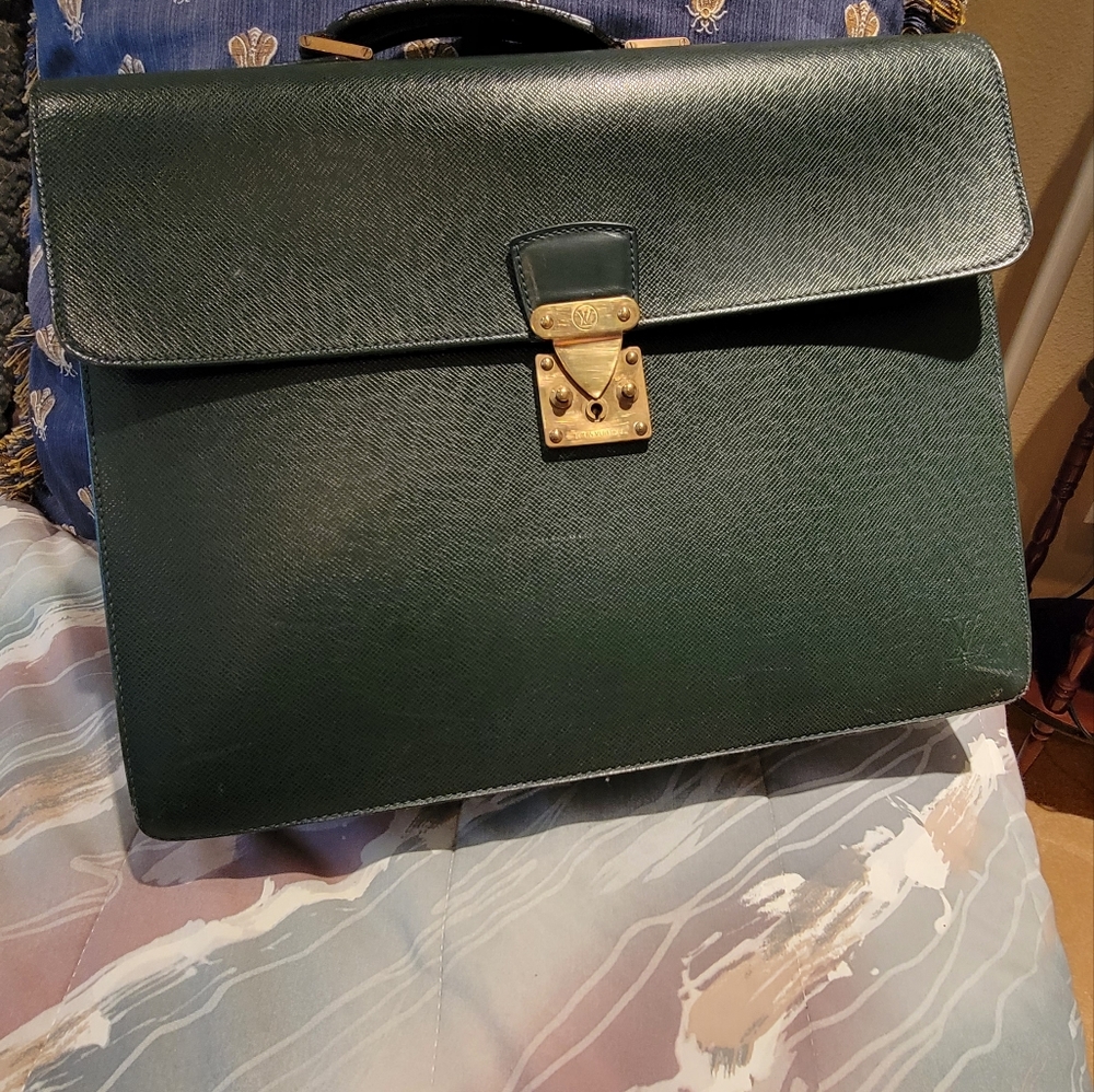 Louis Vuitton Green Leather Briefcase